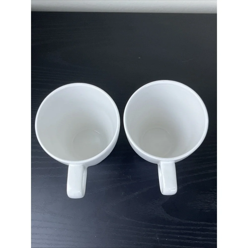 Set of 2 IKEA White Ceramic Stackable Coffee Tea Cups Mugs‎